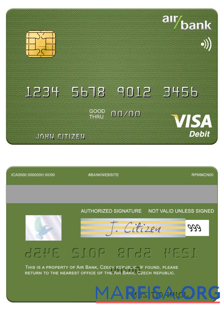 Blank Czech Air Bank visa debit card download for verification